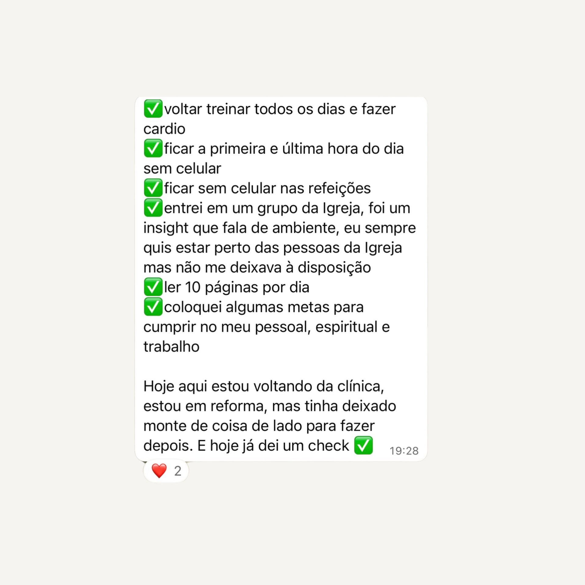 Depoimento de aluna — lista de conquistas