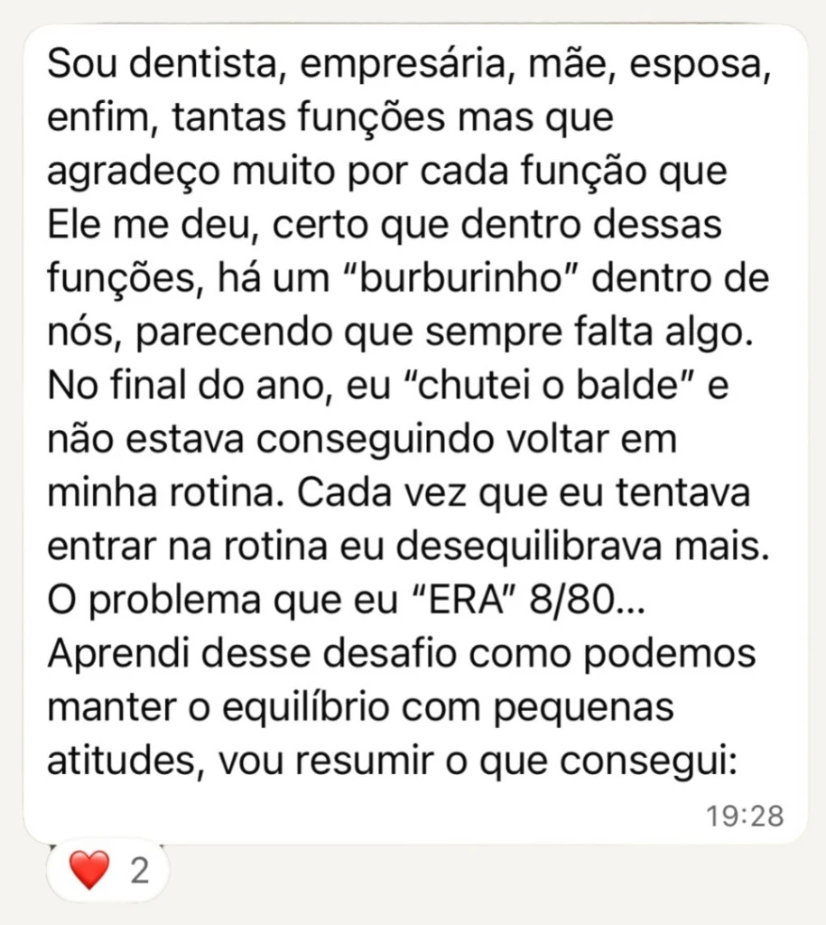 Mensagem de aluna