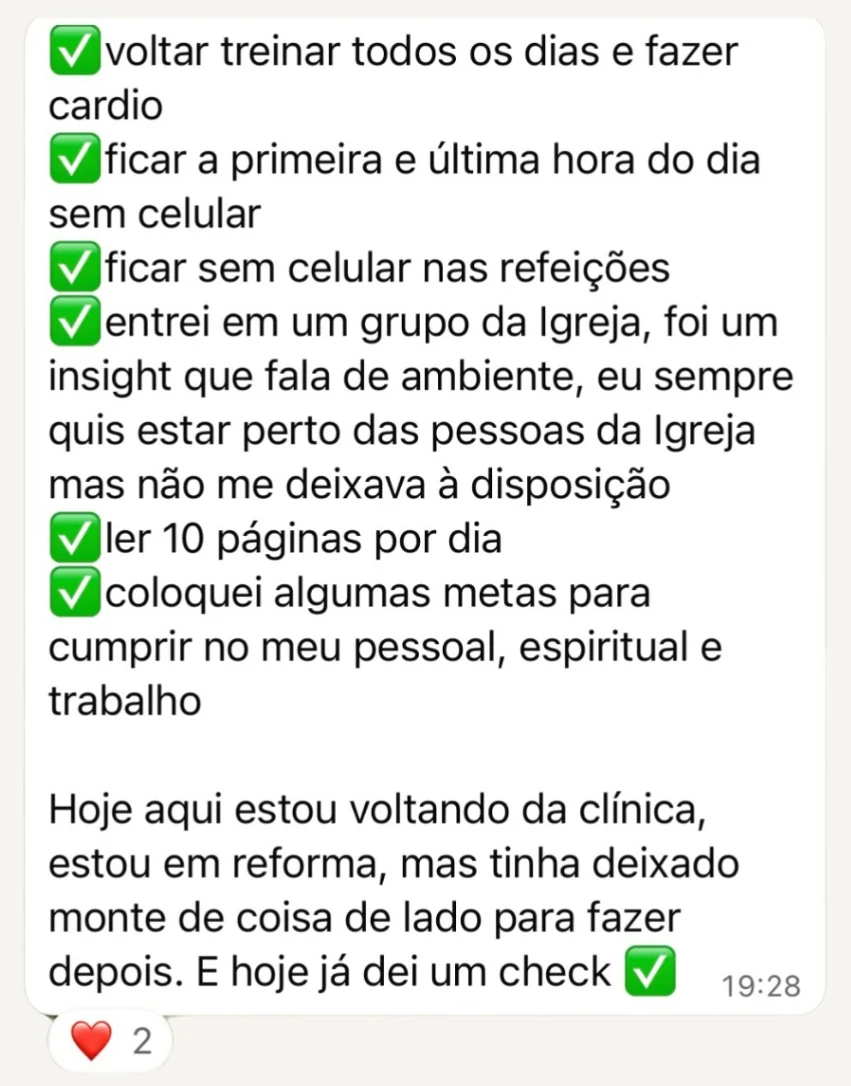 Mensagem de aluna