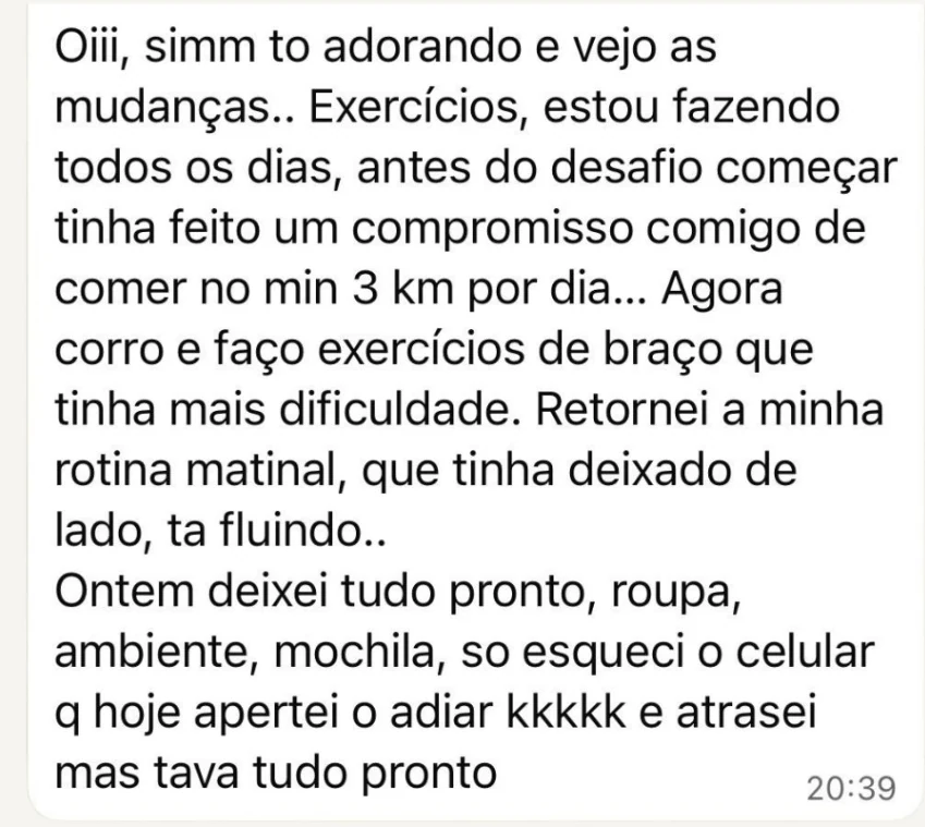Mensagem de aluna