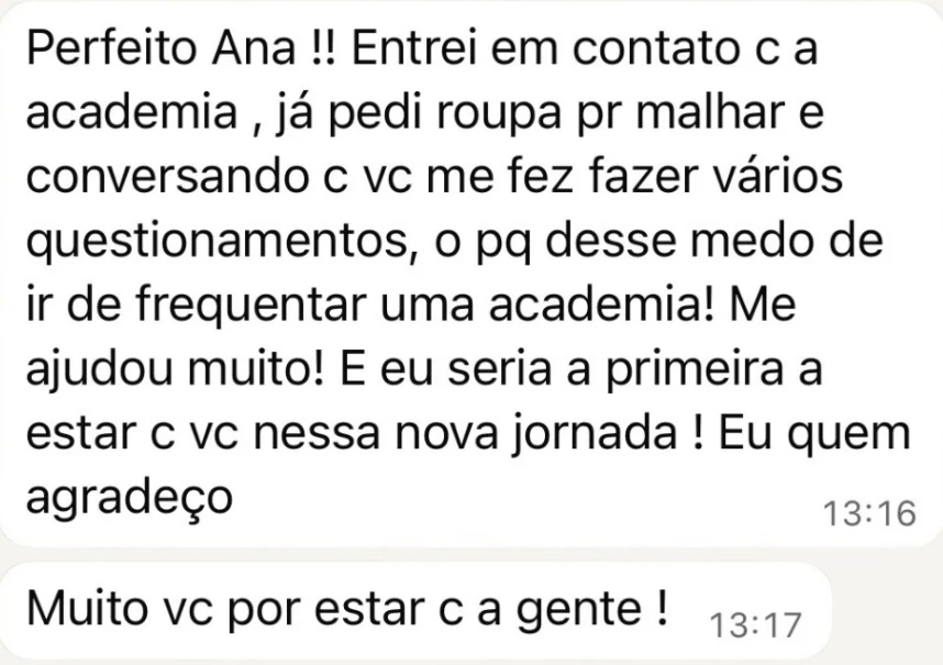 Mensagem de aluna